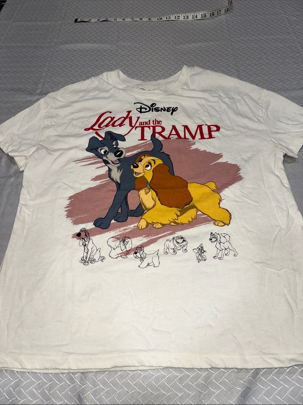 Disney White Lady and the Tramp Graphic Tee with Red Logo